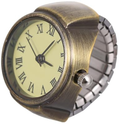 Retro Quarz Ringuhr aus Zinklegierung, Dekorative Vintage Fingeruhr | Kreatives Design, Praktische Uhrfunktion, für Statement Ringe im Schmuckbereich