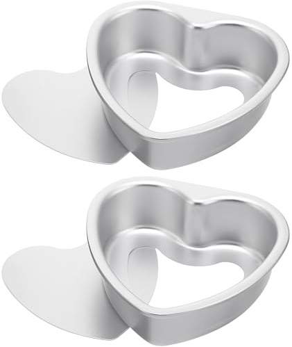MAGICLULU 2 Moldes para Pasteles en Forma de Corazón de Aleación de Aluminio, Antiadherentes y Fáciles de Desmoldar, Pack de 2 para Hornear Bizcochos