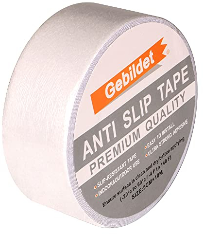 Gebildet Nastro Adesivo Antiscivolo Nastro di Sicurezza, Abrasivo ad Alta Aderenza, Interno e Esterno (Trasparente, 10m × 5cm)