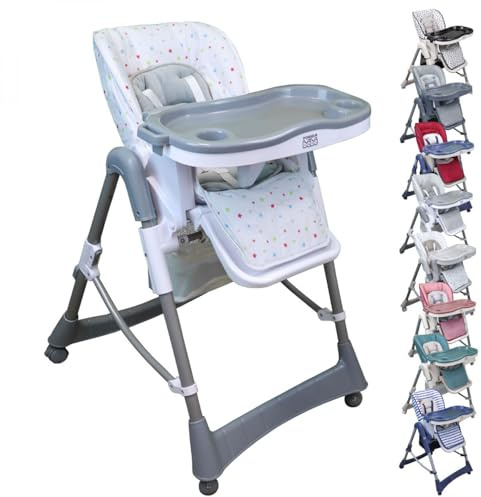 Monsieur Bébé - Chaise haute enfant pliable, réglable hauteur, dossier et tablette - Plusieurs coloris