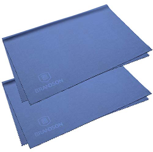 BRANDSON Brillenputztücher XXL (40x30 cm, blau, 2 Stück) Brillen Mikrofasertuch groß, waschbar - Mikrofaser Brillentücher, Reinigungstücher für Brille Handy Display etc.