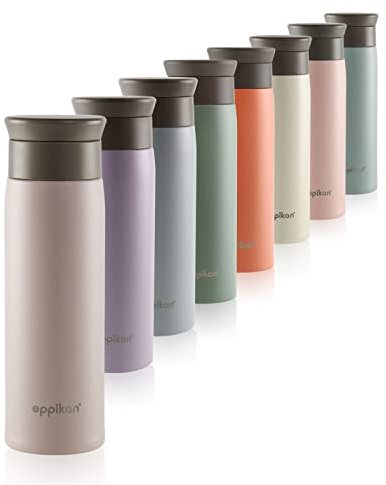 eppikan eppiToGo Edelstahl Thermobecher, Kaffee-to-go Becher, 350 ml, 500 ml Travel Mug, Autobecher, auslaufsicher mit hygienischer 360°-Trinköffnung (Lavender Grey, 500 ml)