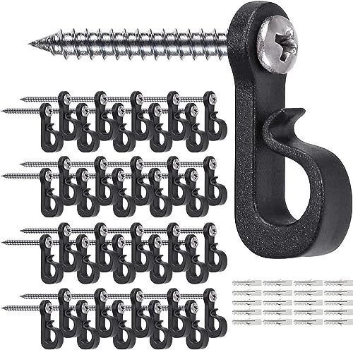 SELEWARE Confezione da 40 ganci a forma di gancio per luci di Natale con vite a croce per garage, Capodanno, feste all'aperto, facile rilascio e luci a LED fatata, resistente, capacità 18kg