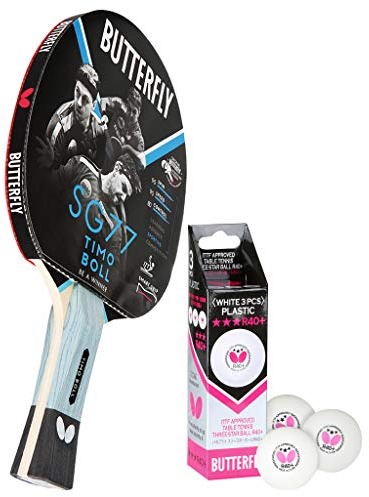 Butterfly® Timo Boll SG77 Tischtennisschläger | Tischtennis Racket Bat Hobby & Training | routinierte & taktisch geübte Spieler | ITTF zertifizierter Pan Asia Belag | konkave Griffform mit smart.Grip