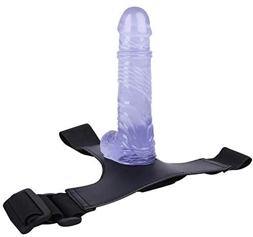 Yrrddxxoo 20 cm justerbara remmar dragsko p on för nybörjare par med DLlos vattentät PVC realistisk massageapparat leksaker Yrrddxxoo (Färg: Blå)
