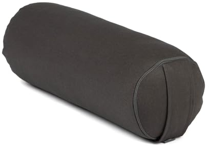 Bodhi Yoga Mini Bolster ECO | Ø 14 cm | 100% Bio-Baumwolle | Nackenrolle mit Buchweizenschalen | Yogabolster mit abnehmbarem und waschbarem Bezug | Yogarolle für Meditation | anthrazit