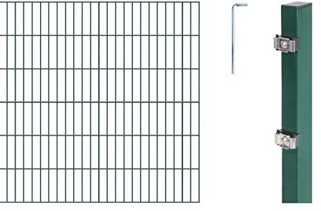 Alberts 650209 Doppelstabmattenzaun als 8 tlg. Zaun-Komplettset | verschiedene Längen und Höhen | grün | Höhe 120 cm | Länge 6 m