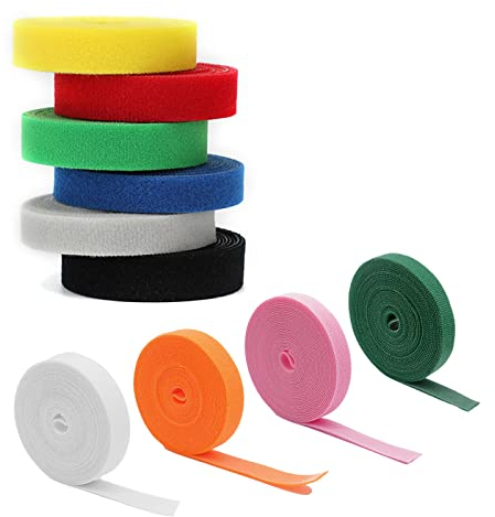 Bande Agrippantes Adhésives,10 Rouleau Sangles De Câble,Ruban Auto-agrippant Réutilisable,Bande de fixation en nylon,Pour Bricolage Couture, Management Câble Electrique,10 Couleurs
