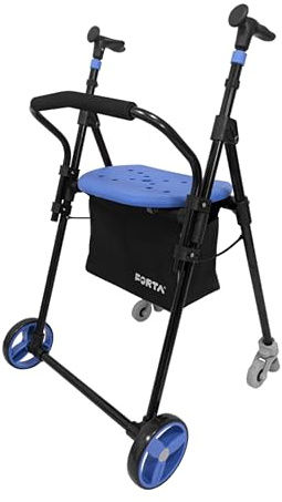 Forta Air On Plus - Andador para Personas Mayores - Andador Plegable y Ligero hasta 110 kg - Altura Ajustable - Uso Exterior (Azul)