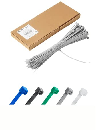 Kabelbinder 100 Stück Grau, 300 mm x 4,8 mm, UV-Beständige Mehrzweck-Kabelbinder für den Einsatz im Außen- und Innenbereich, Kabelmanagement für Haus, Büro, Garten, Garage, Werkstatt, Zäune