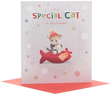 Boofle Till katt julkort med kuvert - söt design med boofle vän satt på present