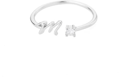Bungsa® RING mit Buchstaben silber mit Kristall aus Metall - biegbarer Fingerring/Zehenring Toering für Damen, Kinder & Herren - A B C D E F G H I J K L M N O P Q R S T U V W X Y Z