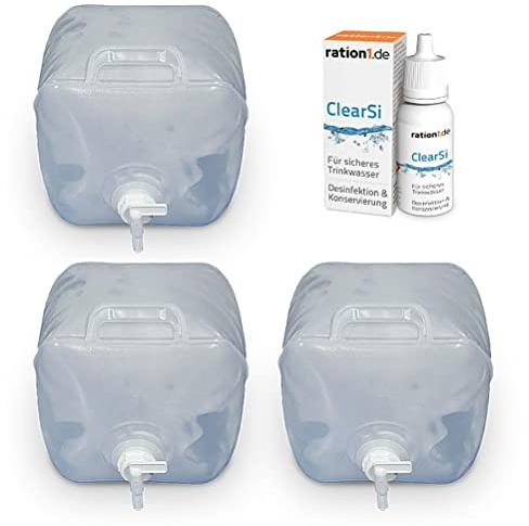 ration1 ClearSi Wasseraufbereitung 12ml, für 120L Trinkwasser | Zum Desinfizieren und Konservieren, 1 Tropfen auf 500 ml, Wasser entkeimen & haltbar machen, für Camping, Outdoor, Notvorrat