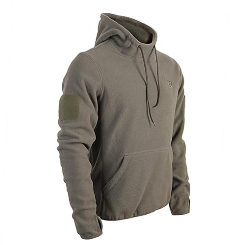 Desert Hawk Tactical Taktischer BW Fleece Pullover mit Hoheitsabzeichen BW Hoodie mit Klett + Rubber Patch (as3, Alpha, s, Regular, Regular, Oliv)