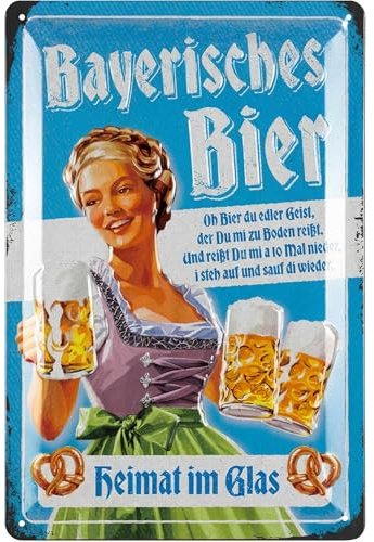 LANOLU Retro Blechschild Bier - lustige Schilder mit Sprüchen Bar Dekoration für Partykeller, Kneipen Bardeko für Stammtisch, Geschenkidee für Papa zum Vatertag, vintage Metallschild 20x30cm