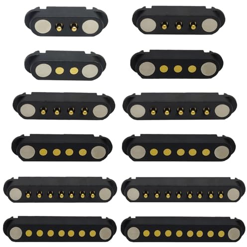 2 Paare magnetische Pogo-Stecker, magnetischer Pogo-Stecker 2/3/4/5P 2A Pogopin-Stecker + Buchse 2,54/2,5 mm mit Durchgangslöchern, federgelagerte Stecker, DC-Netzstecker