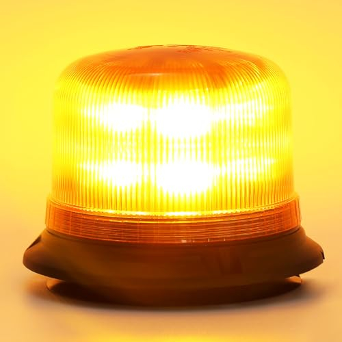 ETUKER Piloto Estroboscópica Luz Rotativo Led NaranjaTractor Magnetico 12v 24v Flash de Emergencia con ECE R65 ECE R10 CE Homologadas