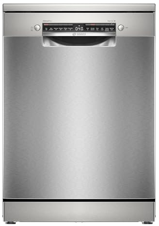 Bosch SMS4EMI06G Series 4, Free-Standing Dishwasher, B Energy Rated, 60 cm, 14 Place Settings, 9 Litre, ExtraDry, Silence Plus 42dB Quiet,Rackmatic Adjustable Basket, Silver Inox