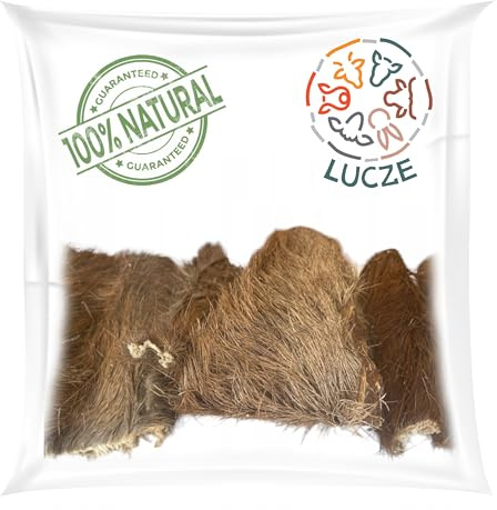 Lucze Peau de cerf comme peau de cheval avec fourrure 500 g - Nourriture hypoallergénique pour chien - Os à mâcher naturel - Article à mâcher - Friandises pour chien