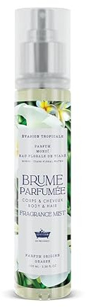 Brume Parfumée Monoï Eau florale de Tiaré Corps & Cheveux 100ml - Les Petits Bains de Provence - Corps & cheveux - Format Voyage - Parfum origine de Grasse
