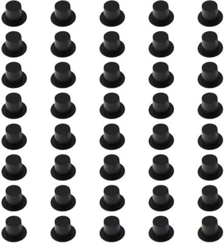 EIHI 40 Piezas Mini Sombreros de Copa Negros, Sombreros de Mago de Plástico para Decoración Navideña, Accesorios Artesanales para Muñeco de Nieve y Fiesta de Navidad