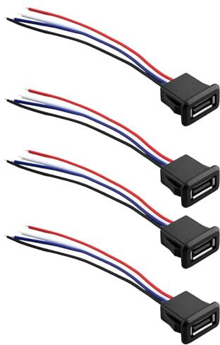 eMagTech Lot de 4 prises micro USB à souder à 4 fils USB A avec fil nu à 4 broches Idéal pour appareils numériques, télécommandes, produits de communication, appareils ménagers