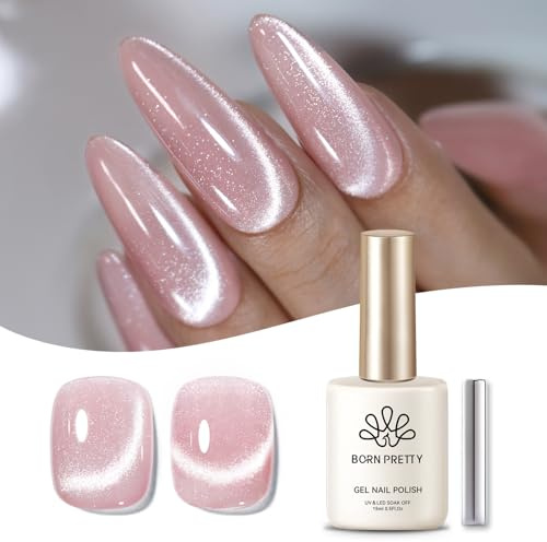 Born Pretty Cat Magnetic Eye Gel Jelly Glitter Rose UV Nagellack Transluzentes Milchig-Rosa Gel Nagellack Maniküre und Nagelkunst DIY zu Hause