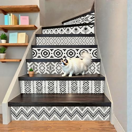 CHDITB 12 Stück Vintage Treppenaufkleber,Treppenaufkleber Selbstklebende,18x100cm Treppe Aufkleber für Treppenstufen,DIY Wandsticker Fliesenaufkleber Haus Dekoration für Treppenstufen Küche Dekor