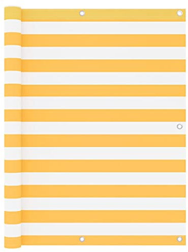 LLEZKBR Balkonsichtschutz weiß und gelb 120x400 cm Oxford-Gewebe