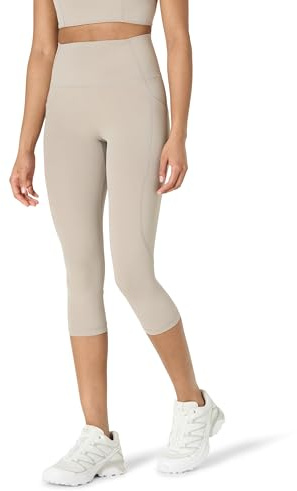 Amazon Essentials Leggings Tecnici per Yoga e Allenamento in FormFlex Morbidissimo, a Vita Alta, Pantaloni Capri, Interno Gamba 48,3cm Donna, Grigio Talpa, S