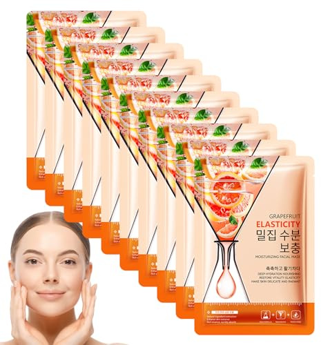Boxiatil Cara de máscara de tela de 10 pcsPara El Mejor Cuidado De La Piel Para Todos Los Tipos De Piel, Mascarillas De Tratamiento Natural Para El Hogar, Spa, Para Hombres Y Mujeres
