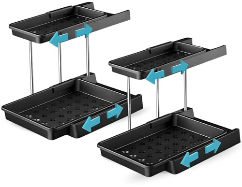 LUXYSKY est 2022 Organizador bajo fregadero -2Unidades de Organizador Armario Cocina - Estanterias Almacenaje Cocina - Diseño para contener 12 botellas según tamaño (Negro)