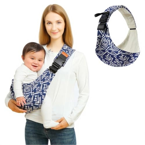 DAVBNM Baby Sling Carrier Toddler Sling, Baby Side Carrier with Thick Shoulder Straps-Adjustable, for Newborn Infant Toddler 3-36 Months, Breathable and Comfortable (Blue, One Size)