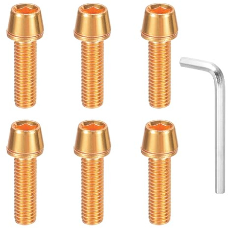 sourcing map Bike Disc Brake Caliper Bolt Hex Bicycle MTB Adapter Screws Bolt with 4mm Hexagon Wrench for Mountain Bike BMX
