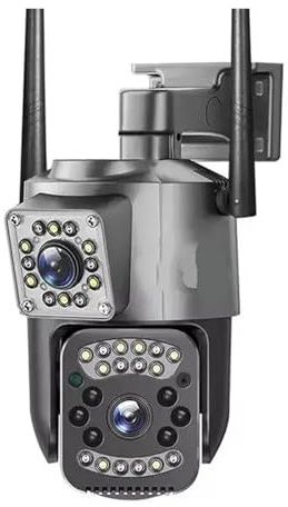 KVBRUI Telecamera IP Wi-Fi 8MP 4K con Doppio Obiettivo PTZ, Scheda SIM 4G, Webcam Esterna, Allarme, Zoom 10X, monitoraggio della Sicurezza CCTV for la casa Intelligente.(US Plug,WiFi Camera No Card)