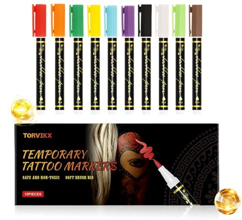 Pennarelli per la Pelle,10 Colori Pittura per Viso Rimovibile - Marcatori Cutanei Creativi,Per Bambini Ragazzi Trucco Feste Cosplay Eventi