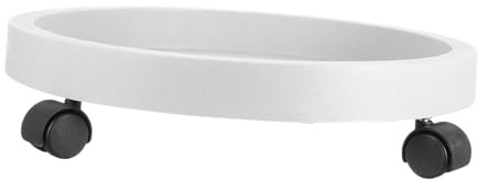 Toyvian Support de Pot de Fleurs Rond à roulettes pour Plantes D'intérieur et Extérieur, Bac à Plantes Mobile en Plastique Gris Blanc, Base Roulante Robuste pour Jardin et Maison
