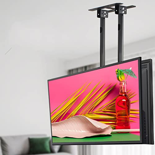 Sollevatore TV a soffitto a 2 lati, altezza regolabile, doppio polo, supporto TV a schermo singolo, inclinabile, telescopico, per TV a basso profilo, adatto per TV a basso profilo da 60 a 100 pollici