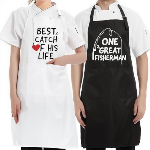 NJCXOLA Mr. & Mrs. Grembiule da cucina impermeabile, Divertenti Grembiule per Coppie, per compleanno, matrimonio, San Valentino