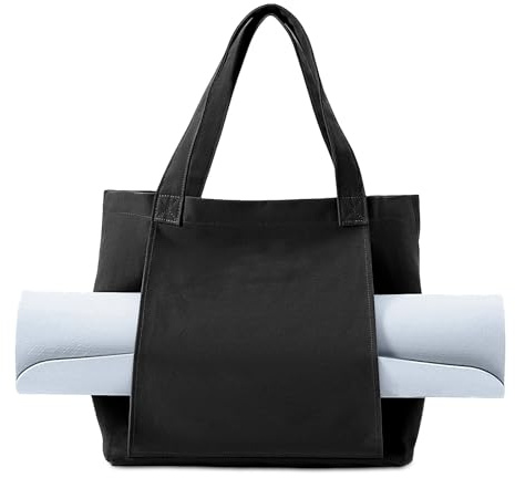 Jinfanshurich Borsa da yoga da donna, grande, impermeabile, con scomparto umido, chiusura in e accesso rapido per tappetino da yoga, borsa sportiva per fitness e studio (nero)
