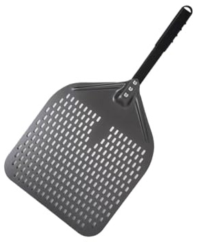 Genérico Pala giratoria for pizza perforada de 12/14 pulgadas, paleta antiadherente mango corto for hornear en horno(14inch 64cm)