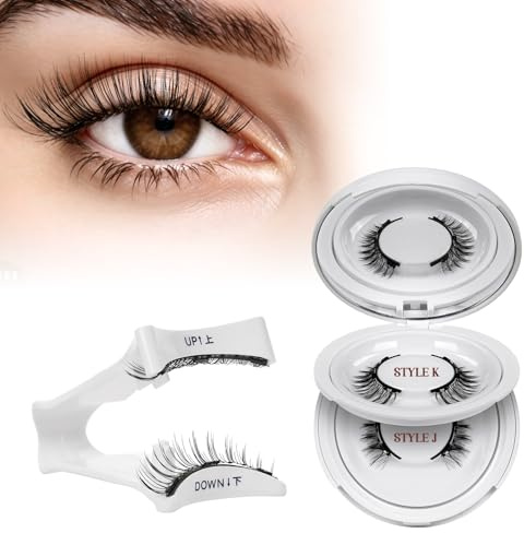 Wiederverwendbares Magnetische-Wimpern natürlicher Look mit Applikator, 2 Paar Magnet-Wimpern Set kein Kleber nötig Wimpern-magnetisch QUEWEL einfach zu tragen und zu entfernen mit Anleitung (J+K)