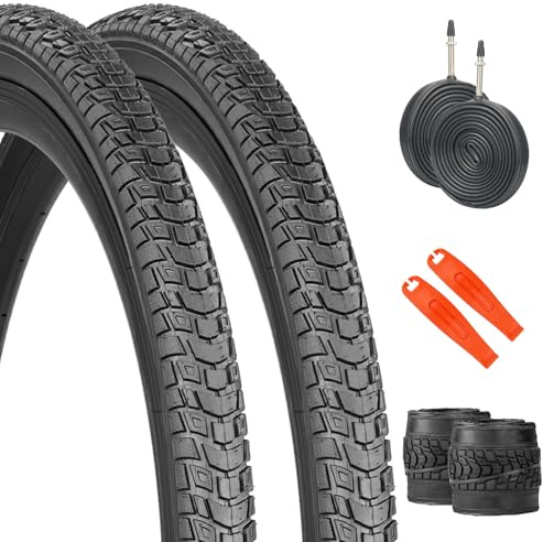 MEGHNA Set di pneumatici per bicicletta 700 x 40C / 700 x 45C, pneumatici pieghevoli con camera d'aria e leva per pneumatici, profilo robusto per Gravelbike, trekking e città (700 x 45 C)