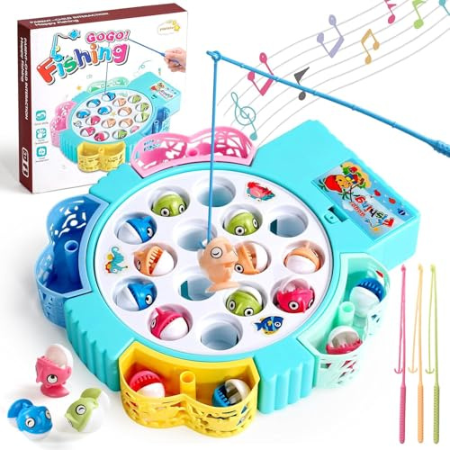 yoptote Juego de Pesca de Mesa Juguete Musical Educativo Regalos Halloween Peces Rotativos Coloridos Juguetes Eléctricos para Niños Niñas 3 4 5 Años