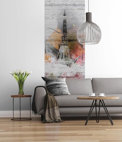 Komar Vlies Fototapete PARIS | 100x280cm | Tapete, Wand Dekoration, Frankreich, Retro, Betonwand, Graffiti, Schlafzimmer, Wohnzimmer | 1315-DV1