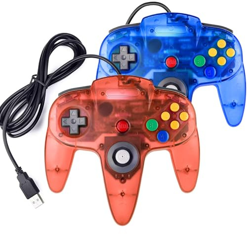 miadore 2 Packs USB Retro Controllers for N64 Gaming, PC Classic N64 Game Pad Joypad for Windows PC MAC Raspberry Pi