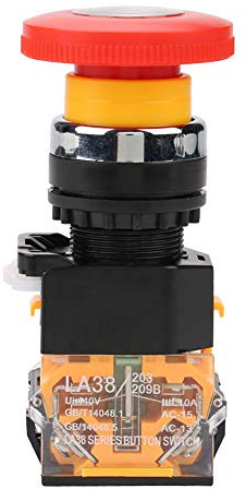 220 / 380v 10A Commutateur à Bouton-poussoir d'Arrêt d'Urgence à Bouton-poussoir à Verrouillage Automatique LA38-11ZS Commutateur Momentané de Tête de Champignon