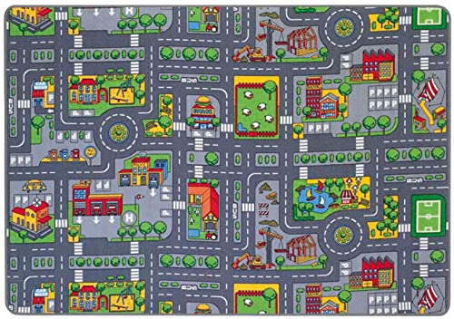Verkehrsteppich / für kleine und große Spielzeugautos (Lieferung OHNE Autos) / Größe: 140 x 200 cm / Material: Polyamid, Latexrücken / für Kinder ab 3 Jahre