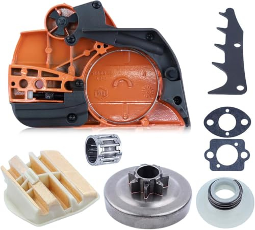 Adefol Serien-Bremskupplungsabdeckung 8-teiliges Kit für Husqvarna 445 450 mit .325 7T-Kupplungstrommel, Schneckengetriebe, Luftfilter, Nadellager, Fällhund, Dichtungsersatzteile für 544097902