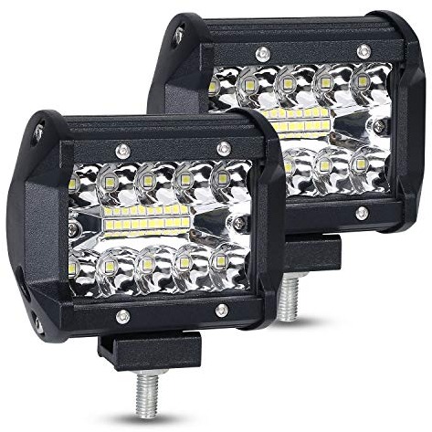 URAQT LED Arbeitsscheinwerfer, Scheinwerfer LED Auto, 2x60W Zusatzscheinwerfer, Flutlicht Wasserdicht, Wasserdicht Offroad Scheinwerfer, 4 Zoll